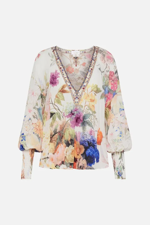 Camilla Long Sleeve Tops Shirred Cuff Blouse Friends With Frescos 8211 Womens Camilla Long Sleeve Tops Shirred Cuff Blouse Friends With Frescos 8211 Womens