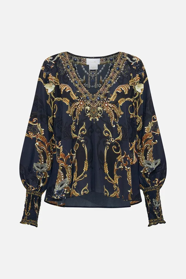Camilla Matching Sets Shirred Cuff Blouse Moonlight Melodies 8211 Womens Camilla Matching Sets Shirred Cuff Blouse Moonlight Melodies 8211 Womens