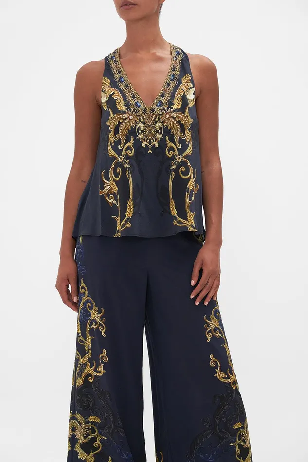 Camilla Matching Sets V Neck Top With Knot Back Moonlight Melodies 8211 Womens Camilla Matching Sets V Neck Top With Knot Back Moonlight Melodies 8211 Womens
