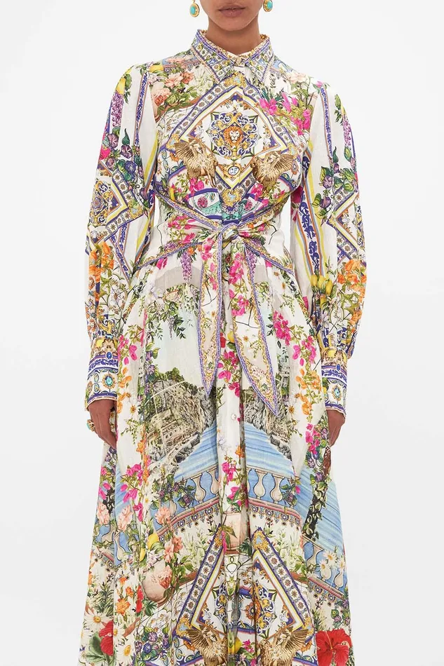 Camilla Midi Dresses Waist Tie Shirt Dress Amalfi Amore 8211 Womens Camilla Midi Dresses Waist Tie Shirt Dress Amalfi Amore 8211 Womens