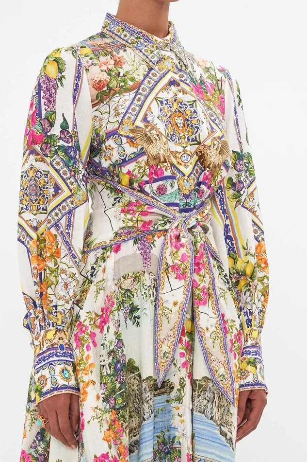 Camilla Midi Dresses Waist Tie Shirt Dress Amalfi Amore 8211 Womens Camilla Midi Dresses Waist Tie Shirt Dress Amalfi Amore 8211 Womens