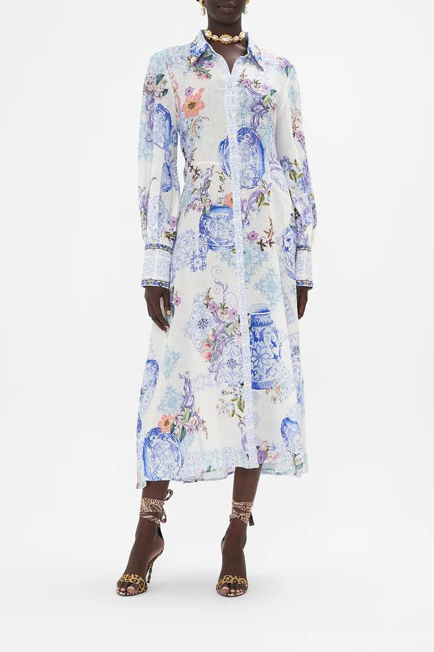 Camilla Midi Dresses Waist Tie Shirt Dress Paint Me Positano 8211 Womens
