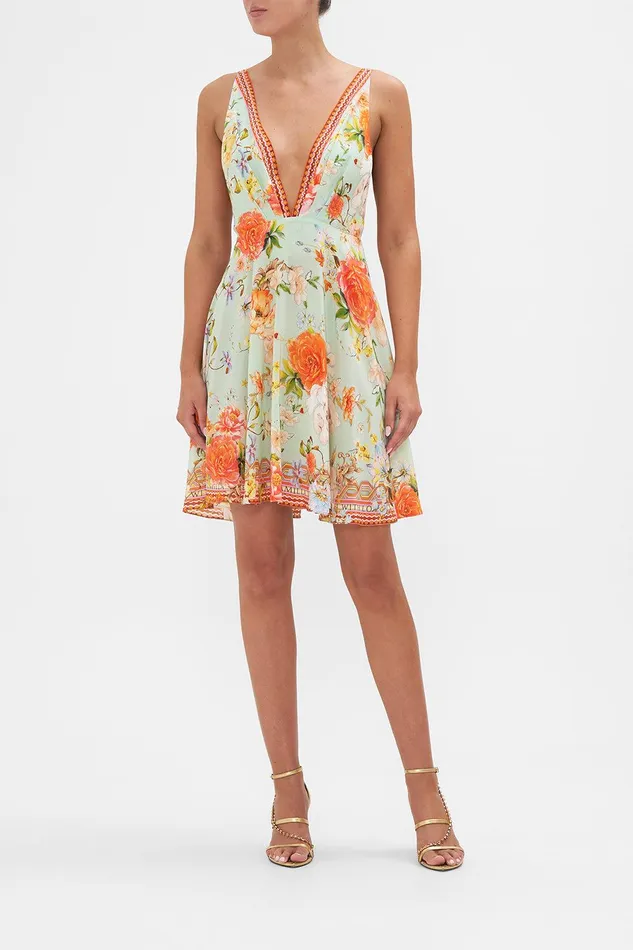 Camilla Mini Dresses Plunge Neck Mini Dress Talk The Walk 8211 Womens