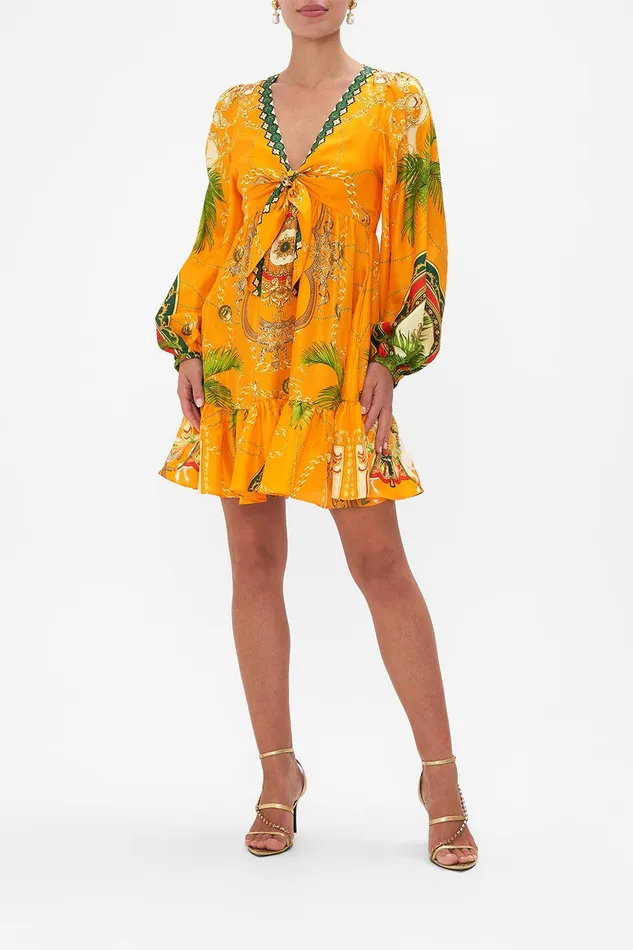 Camilla Mini Dresses Short Tie Front Blouson Dress Dancing With The Bulls 8211 Womens Camilla Mini Dresses Short Tie Front Blouson Dress Dancing With The Bulls 8211 Womens