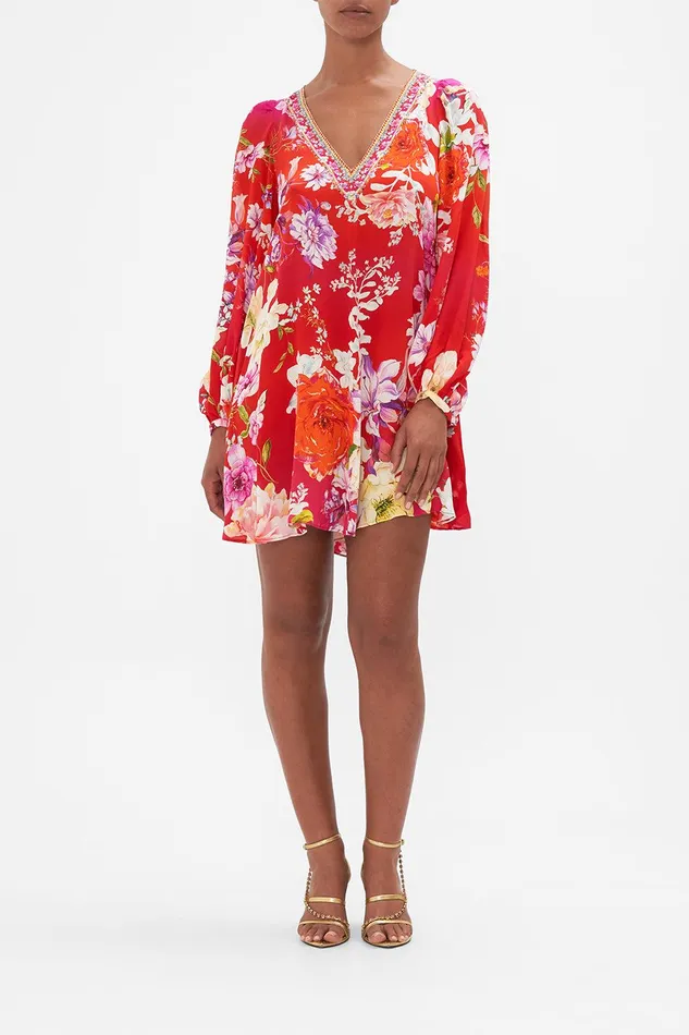 Camilla Mini Dresses V Neck Blouson Sleeve Dress Kiss And Tell 8211 Womens