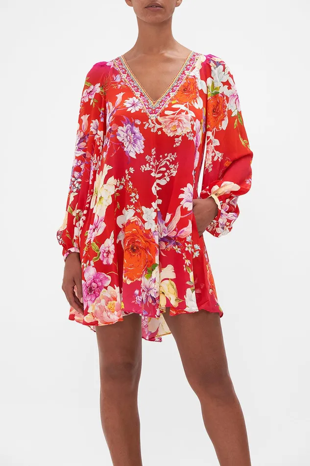 Camilla Mini Dresses V Neck Blouson Sleeve Dress Kiss And Tell 8211 Womens Camilla Mini Dresses V Neck Blouson Sleeve Dress Kiss And Tell 8211 Womens