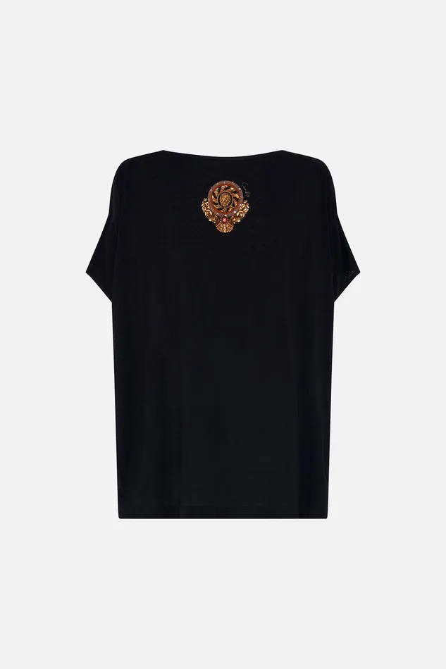 Camilla Tees Loose Fit Round Neck Tee 8211 Black Feeling Fresco 8211 Womens Camilla Tees Loose Fit Round Neck Tee 8211 Black Feeling Fresco 8211 Womens