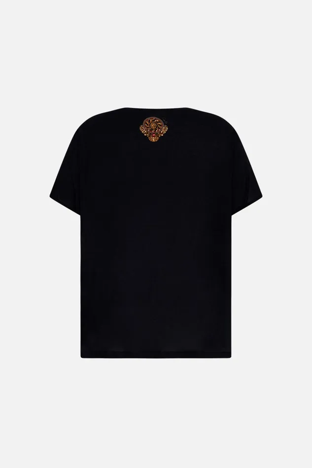 Camilla Tees Loose Fit Round Neck Tee 8211 Black Feeling Fresco 8211 Womens Camilla Tees Loose Fit Round Neck Tee 8211 Black Feeling Fresco 8211 Womens