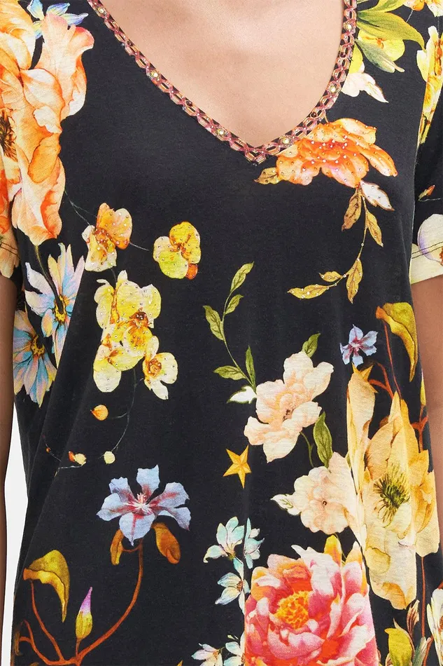 Camilla Tees Relaxed Vneck Tee 8211 All Over Print Secret History 8211 WomensAccessories Camilla Tees Relaxed Vneck Tee 8211 All Over Print Secret History 8211 WomensAccessories