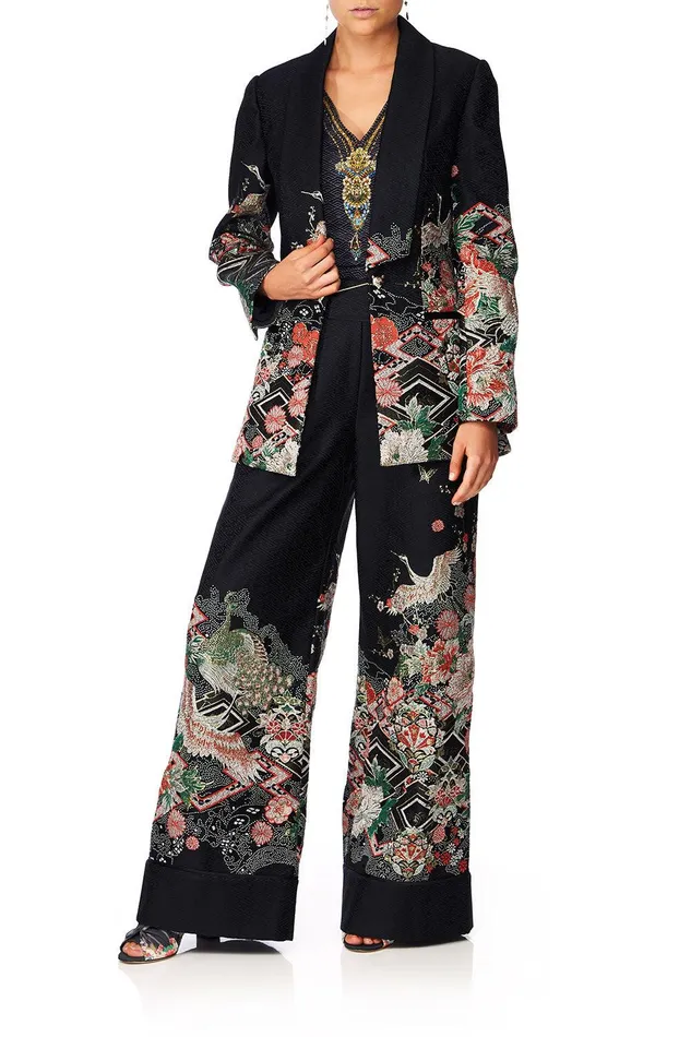 Camilla Wide Leg Pants Jacquard Trousers Midnight Moonchild 8211 Womens