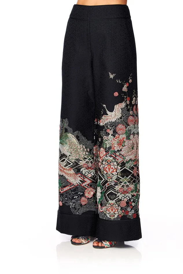 Camilla Wide Leg Pants Jacquard Trousers Midnight Moonchild 8211 Womens
