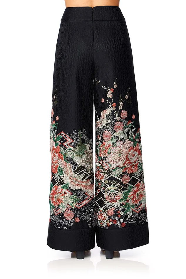 Camilla Wide Leg Pants Jacquard Trousers Midnight Moonchild 8211 Womens