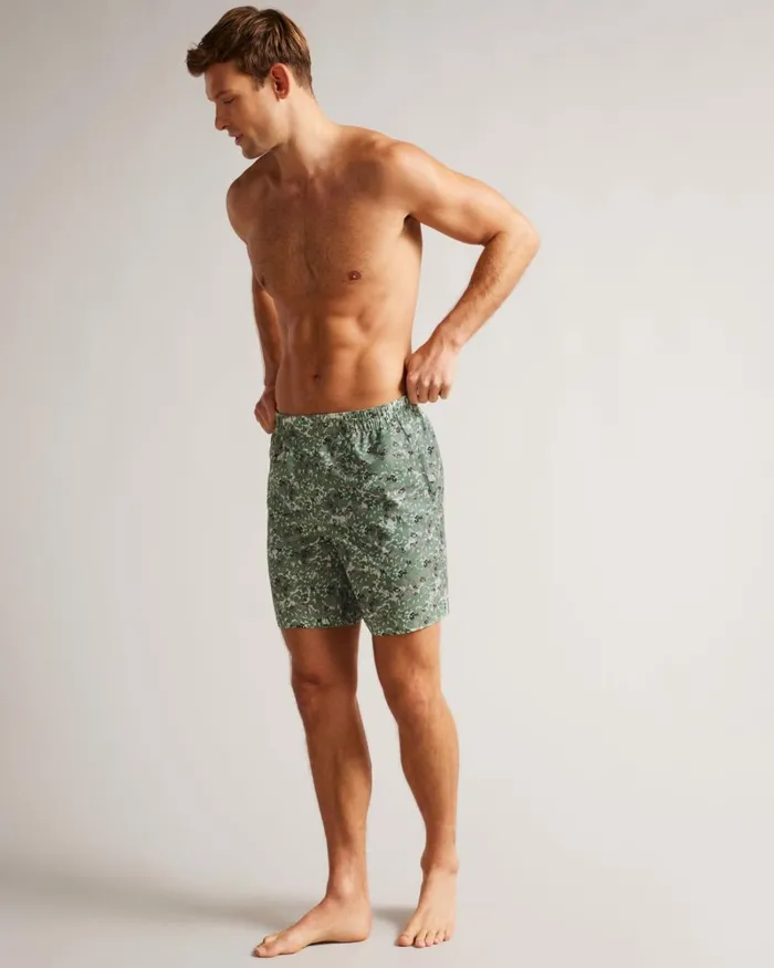 Camo Floral Print Swim Shorts Khaki Men Ted Baker Clothing