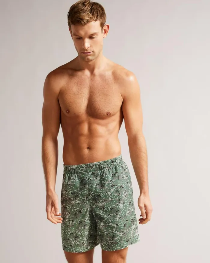 Camo Floral Print Swim Shorts Khaki Men Ted Baker Clothing