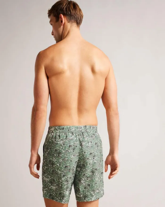 Camo Floral Print Swim Shorts Khaki Men Ted Baker Clothing