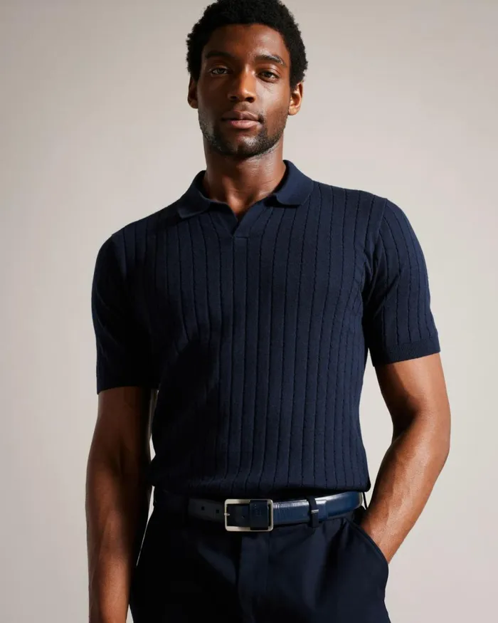 Centre Bar Buckle Belt Navy Men Ted Baker Belts
