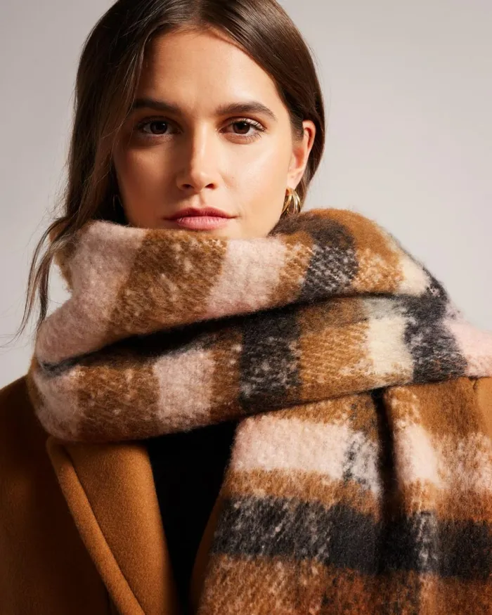 Check Scarf Natural Women Ted Baker Scarves