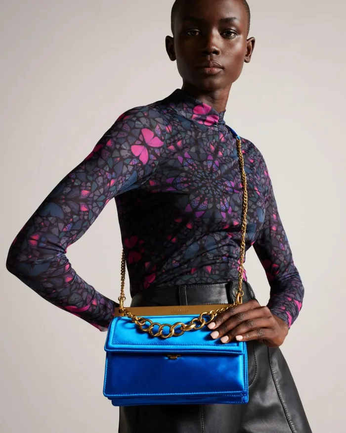 Chunky Chain Mini Shoulder Bag Blue Women Ted Baker Bags Chunky Chain Mini Shoulder Bag Blue Women Ted Baker Bags