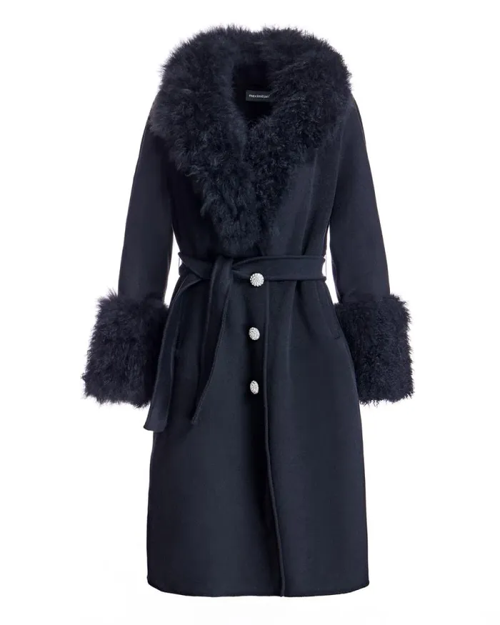 Coats Women039s Maximilian Belted Wool Coat With Cashmere Goat Trim