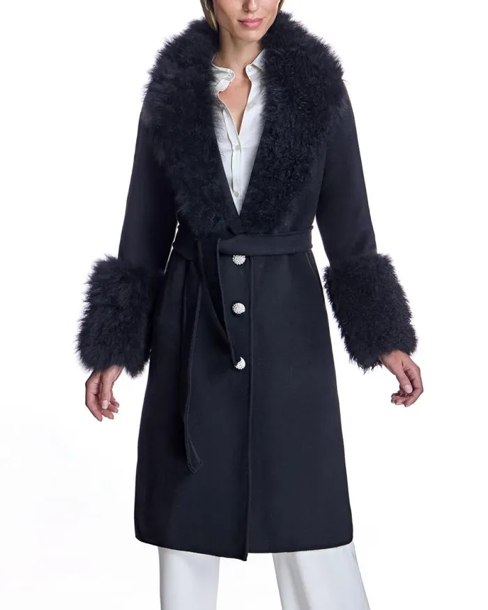 Coats Women039s Maximilian Belted Wool Coat With Cashmere Goat Trim