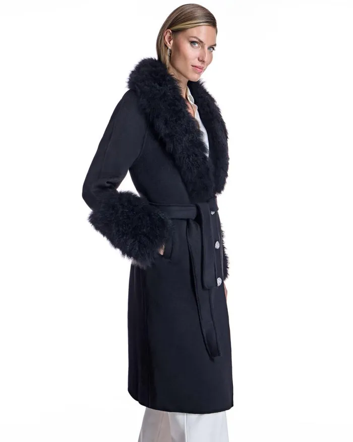 Coats Women039s Maximilian Belted Wool Coat With Cashmere Goat Trim