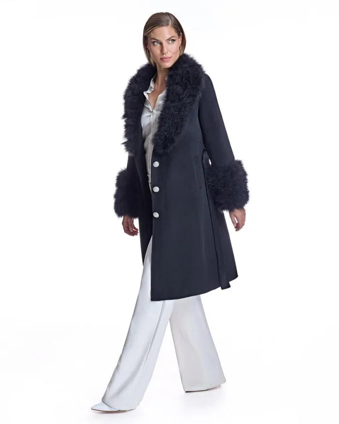 Coats Women039s Maximilian Belted Wool Coat With Cashmere Goat Trim