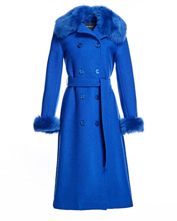Coats Women039s Maximilian Julia and Stella FurTrimmed Wool Coat