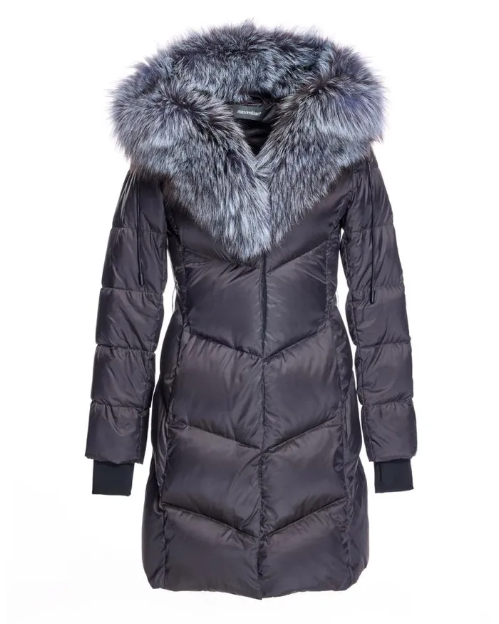 Coats Women039s Maximilian Julia and Stella Polyblend Jacket With Silver Fox Trimmed Hood Coats Women039s Maximilian Julia and Stella Polyblend Jacket With Silver Fox Trimmed Hood