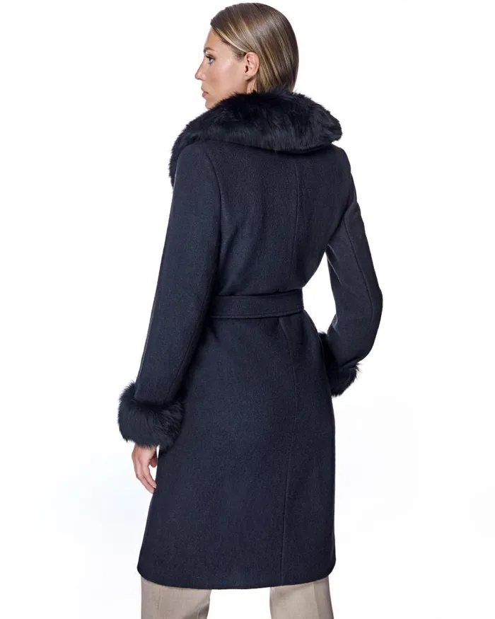 Coats Women039s Maximilian Julia and Stella Wool Coat With Toscana Lamb Trim