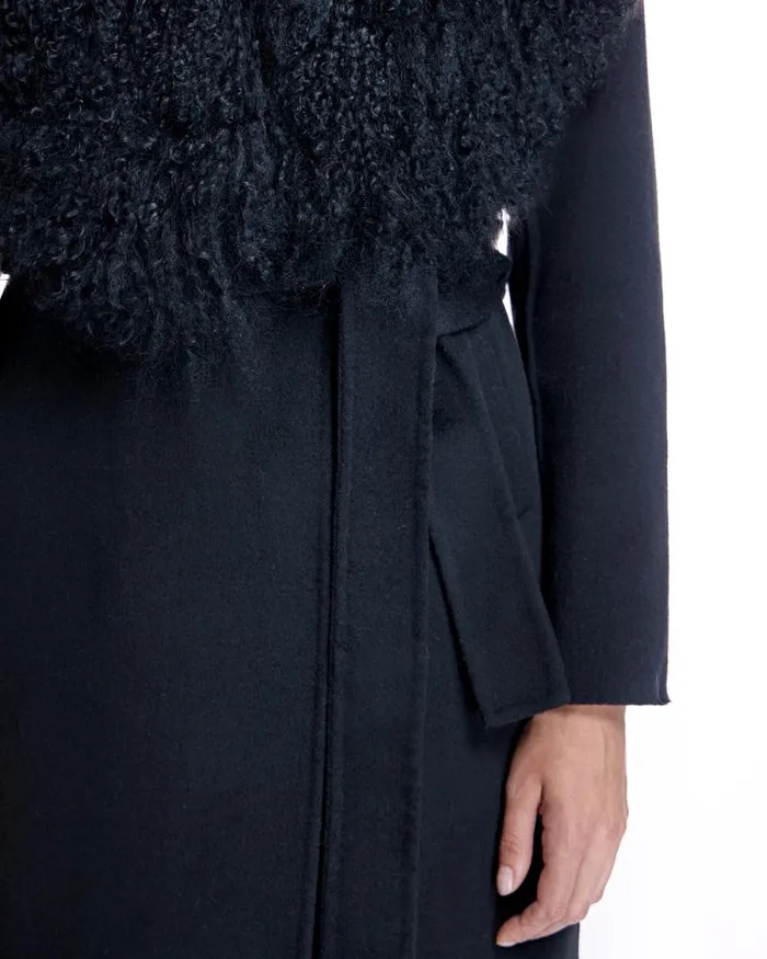 Coats Women039s Maximilian Julia and Stella Wool Wrap Coat With Shearling Collar