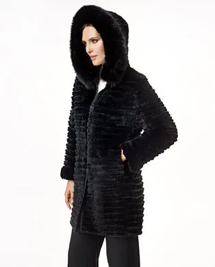 Coats Women039s Maximilian Reversible Rabbit Coat With Fox Trim Hood