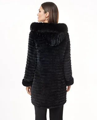 Coats Women039s Maximilian Reversible Rabbit Coat With Fox Trim Hood