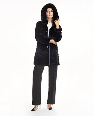 Coats Women039s Maximilian Reversible Rabbit Coat With Fox Trim Hood