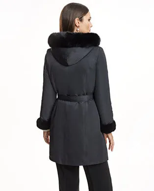 Coats Women039s Maximilian Reversible Rabbit Coat With Fox Trim Hood