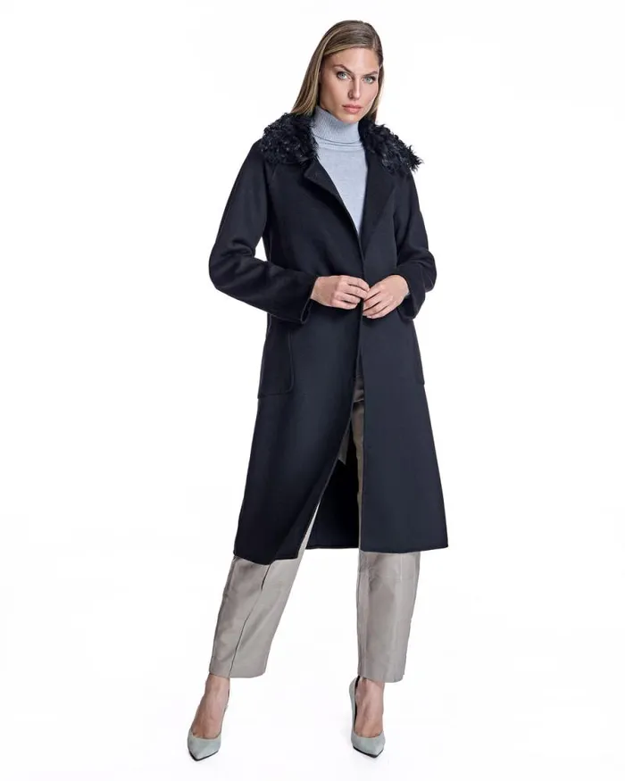 Coats Women039s Maximilian Wool Short Coat With Shearling Collar