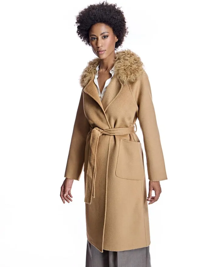 Coats Women039s Maximilian Wool Short Coat With Shearling Collar