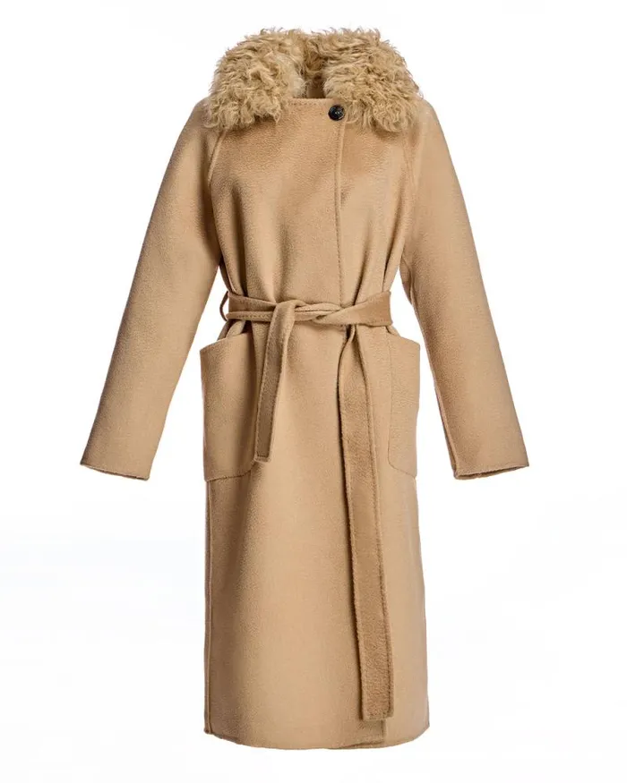 Coats Women039s Maximilian Wool Short Coat With Shearling Collar