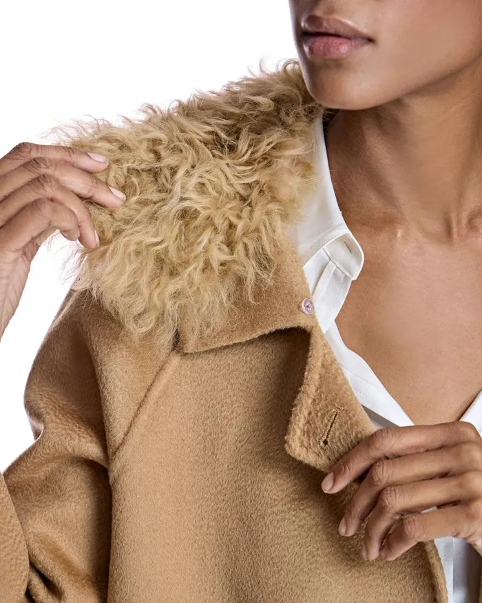 Coats Women039s Maximilian Wool Short Coat With Shearling Collar