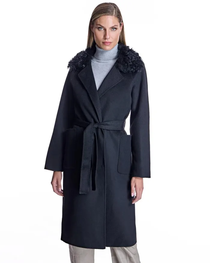 Coats Women039s Maximilian Wool Short Coat With Shearling Collar