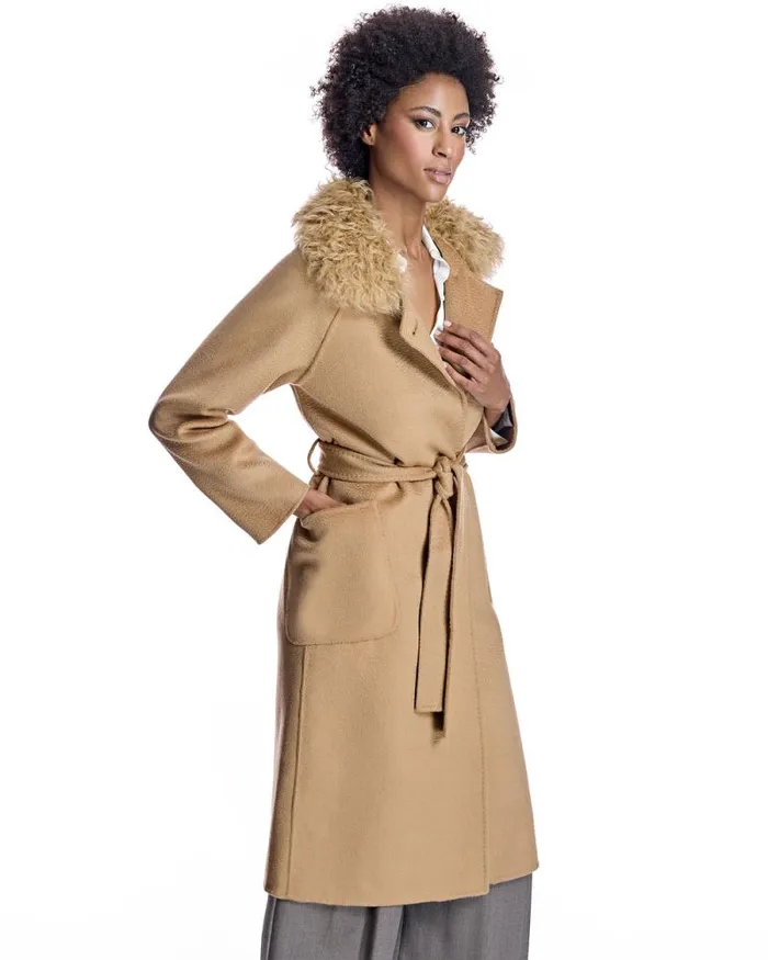Coats Women039s Maximilian Wool Short Coat With Shearling Collar