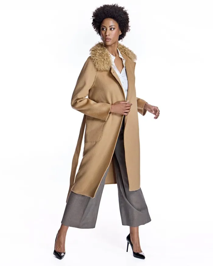 Coats Women039s Maximilian Wool Short Coat With Shearling Collar