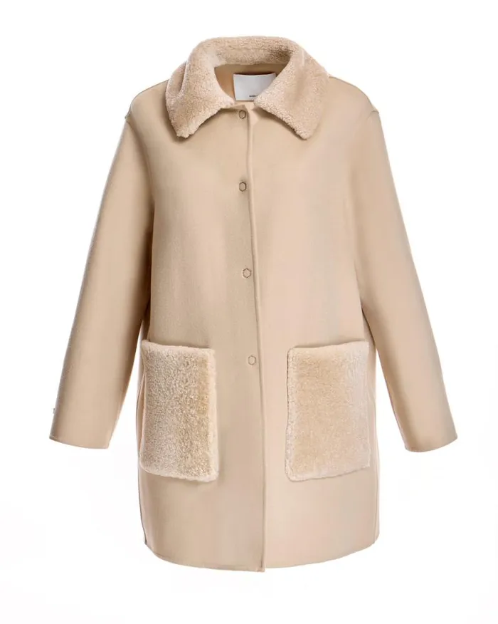 Coats Women039s Maximilian Woolblend Walking Coat With Shearling Trim