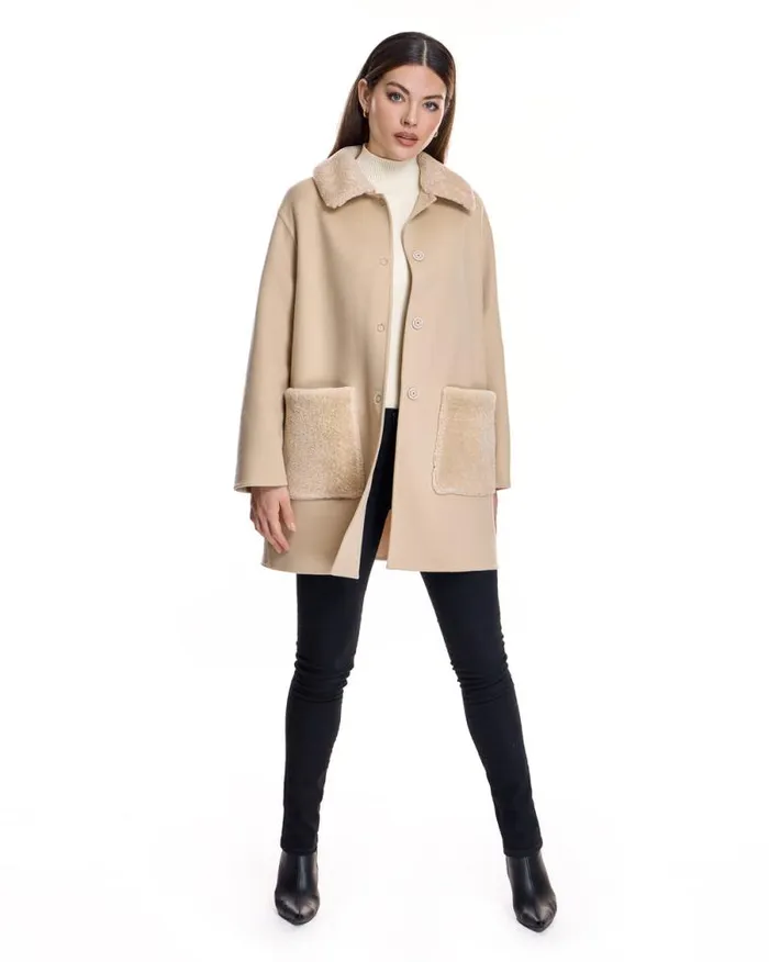 Coats Women039s Maximilian Woolblend Walking Coat With Shearling Trim