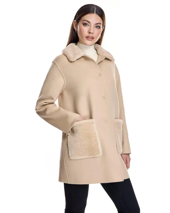 Coats Women039s Maximilian Woolblend Walking Coat With Shearling Trim