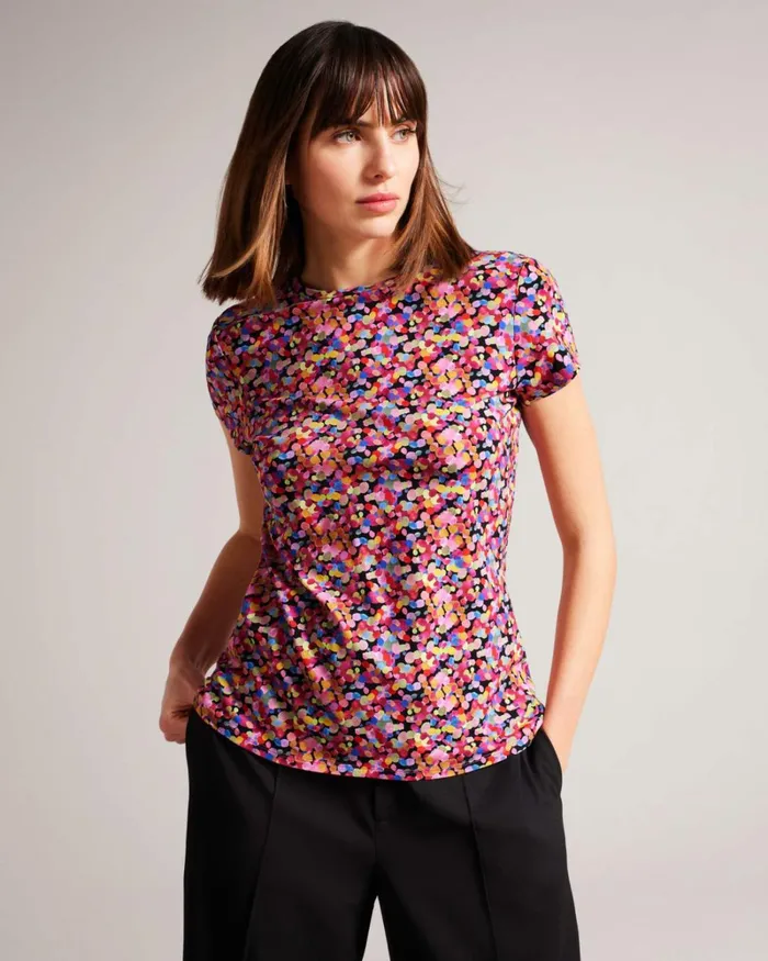 Confetti Print TShirt Black Women Ted Baker Clothing Confetti Print TShirt Black Women Ted Baker Clothing