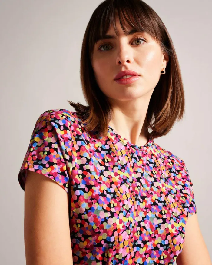 Confetti Print TShirt Black Women Ted Baker Clothing Confetti Print TShirt Black Women Ted Baker Clothing