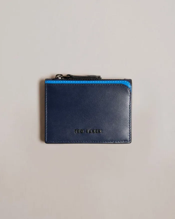 Contrast Detail Card Holder Navy Men Ted Baker Wallets and Card Holders