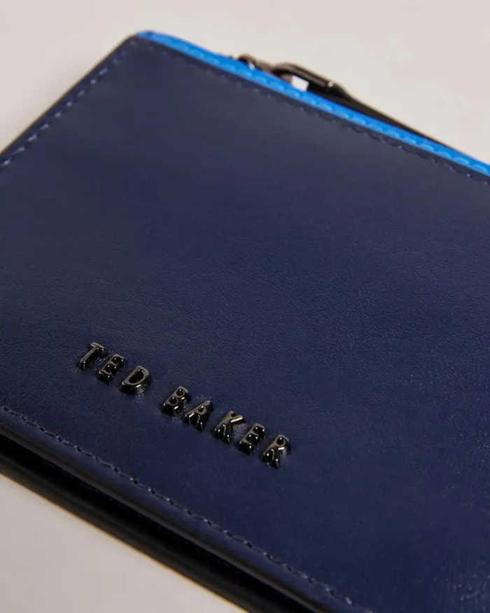 Contrast Detail Card Holder Navy Men Ted Baker Wallets and Card Holders