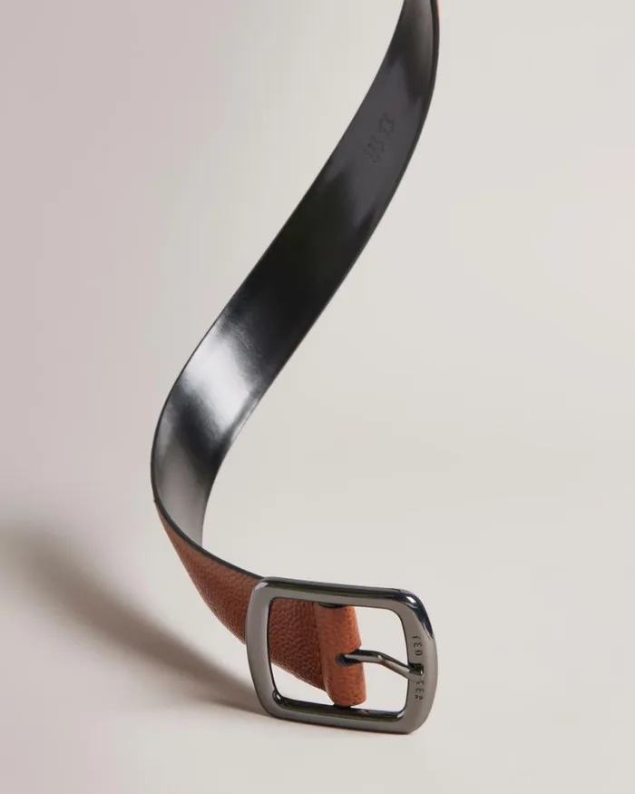 Contrast Detail Leather Belt Tan Men Ted Baker Belts