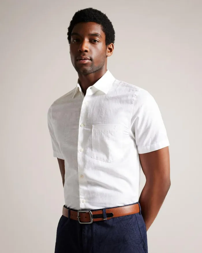 Contrast Detail Leather Belt Tan Men Ted Baker Belts